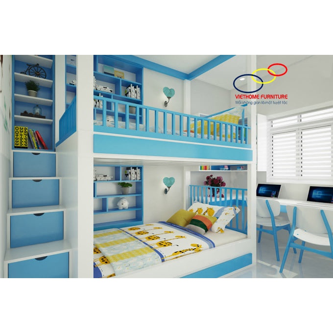 Giường tầng cho bé Viethome thiết kế độc đáo hiện đại - Nội thất Viethome bảo hành & bảo trì sản phẩm 6 năm