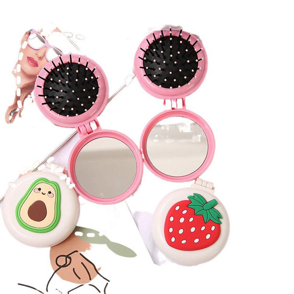 Lược Chải Tóc Mini Dạng Gập Hình Tròn Họa Tiết Hoạt Hình Cho Nữ