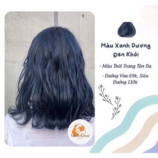 ( KHÔNG CẦN TẨY) Thuốc nhuộm tóc màu xanh dương đen khói + tặng oxi dưỡng + gang tay