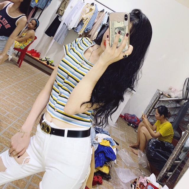 Áo kẻ tăm dọc khuy đẹp Munshop0603