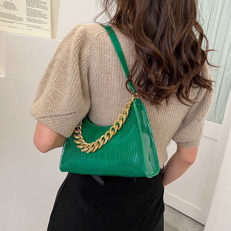 IELGY Chain Underarm Shoulder Bag Crocodile Print Ladies