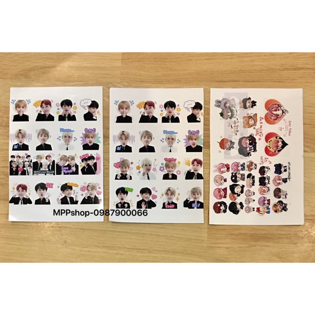 Combo 3 bảng sticker BTS ( mỗi bảng 16 sticker )