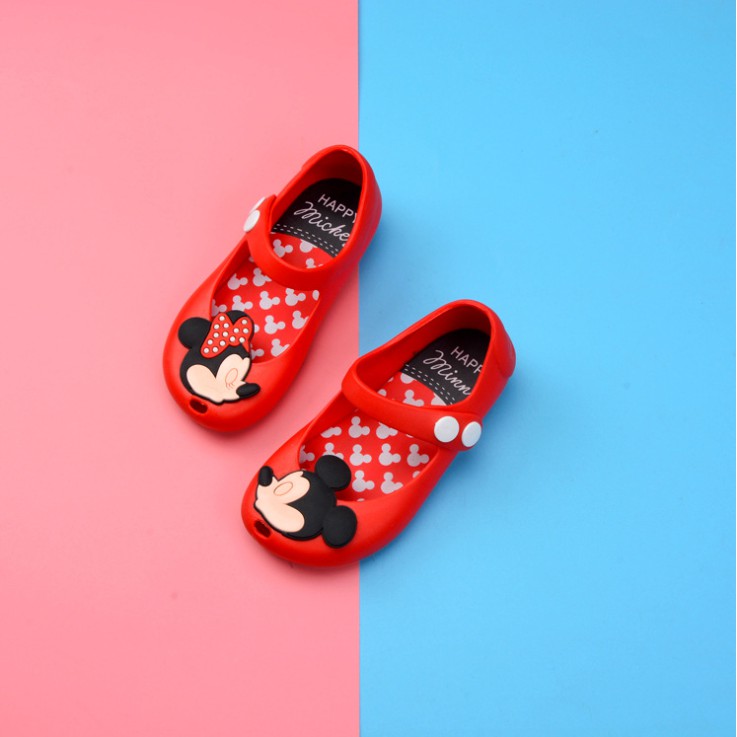 Giày sandal bằng nhựa PVC mềm hình chuột Mickey cho bé gái