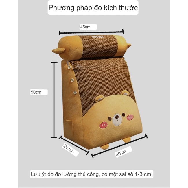 Gối tựa lưng đầu giường, đệm gác chân gối ôm ngồi dựa sofa ghế gỗ nệm ngủ văn phòng gấu bông trang trí decor (Mã 04)