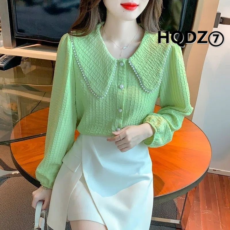 Áo Sơ Mi Nữ Tay Dài Cổ Búp Bê Thời Trang Mùa Thu