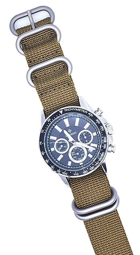 Beige Nylon Watch Strap 22mm Dây an toàn thay thế 20mm Ballistic Nylon Military Watch Bands 16mm 18mm 24mm Heavy Duty Military Watch Band