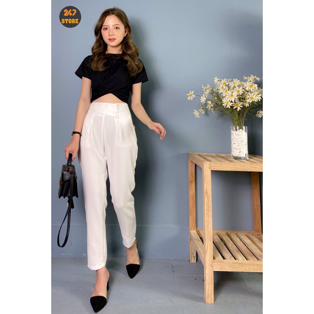 Quần tây công sở khóa sườn phối hai cúc 247 STORE Q805