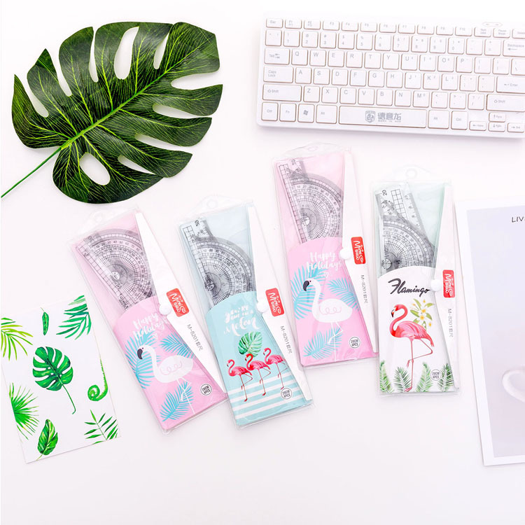 Bộ 4 thước kẻ tam giác nhiều màu tùy chọn phong cách Hàn Quốc dành cho học sinh