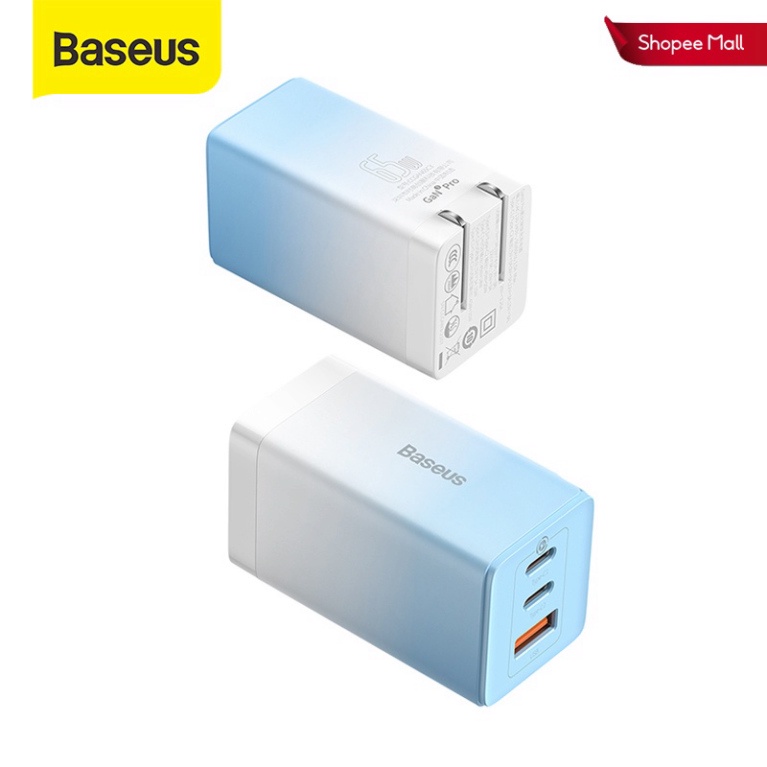 Bộ sạc nhanh Baseus GaN3 Pro 65W 2C+U QC4+ PD3.0 AFC cho máy tính xách tay iPhone 13 Huawei P40