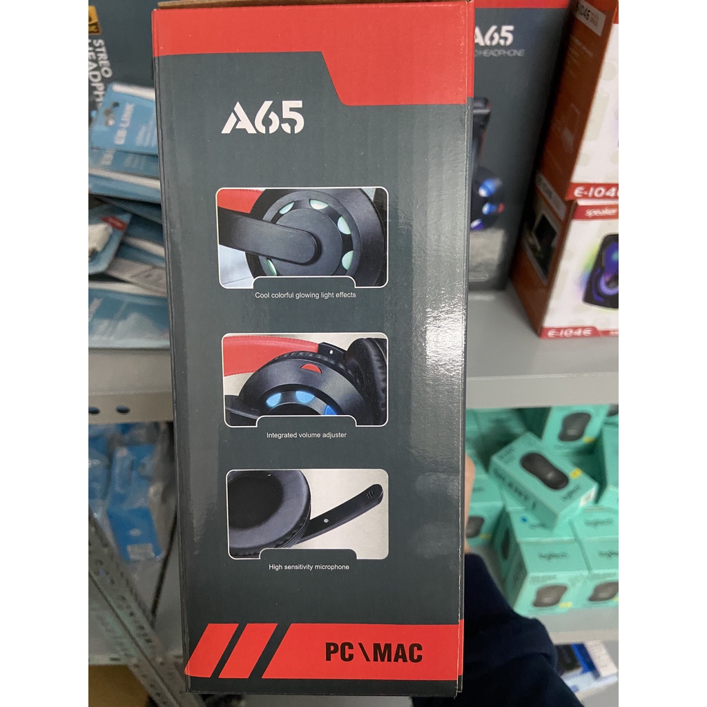 ❤️KeyyStore❤️ Tai nghe game thủ Dolby A65 Tích hợp Mic Tăng giảm âm lượng Jack 3.5 và Jack USB Led Tai Nghe Led Gaming