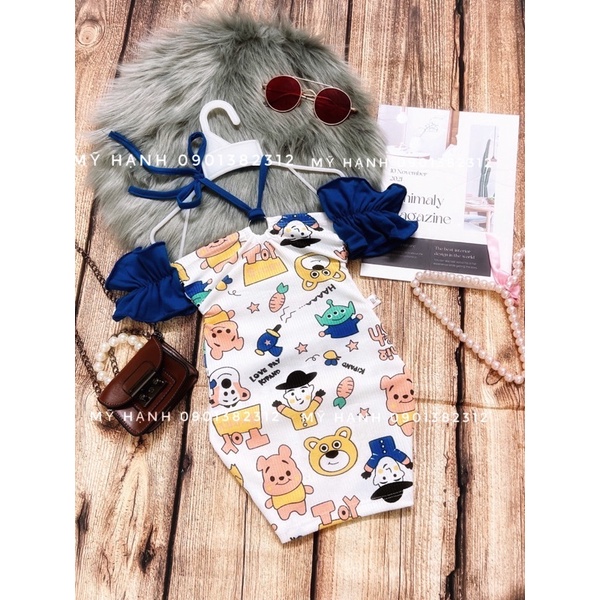 váy bẹt vai body gấu trắng cho bé (7-25kg)