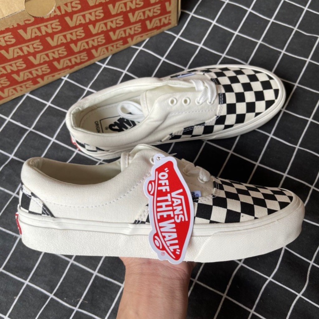 Giày Vans caro lười buộc dây, vans old siêu xinh full box, bill