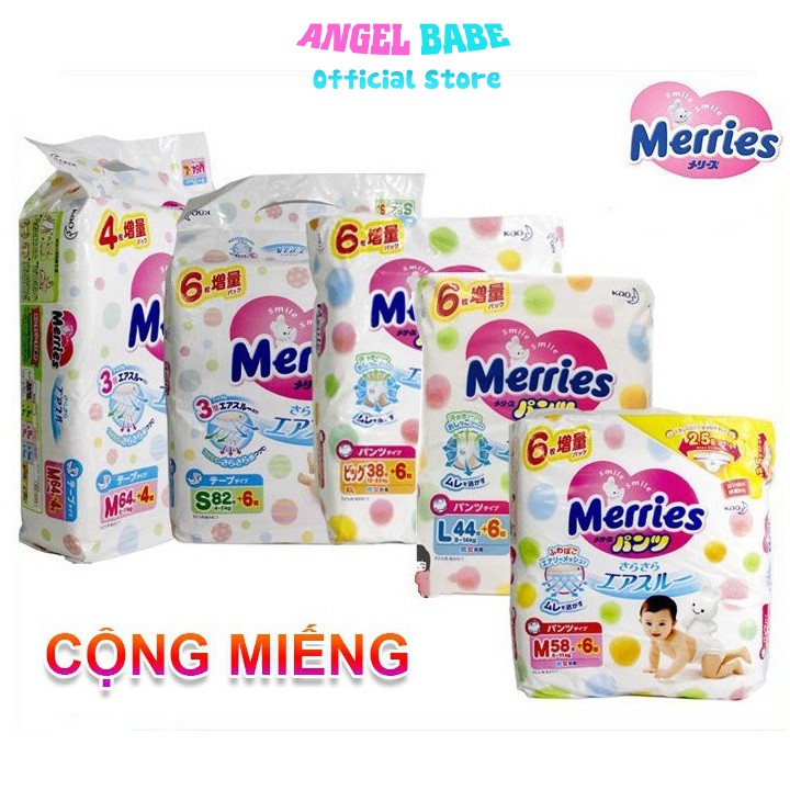 Tả Merries dán cộng miếng nội địa Nhật size NB90+6/S64+4/M64+4