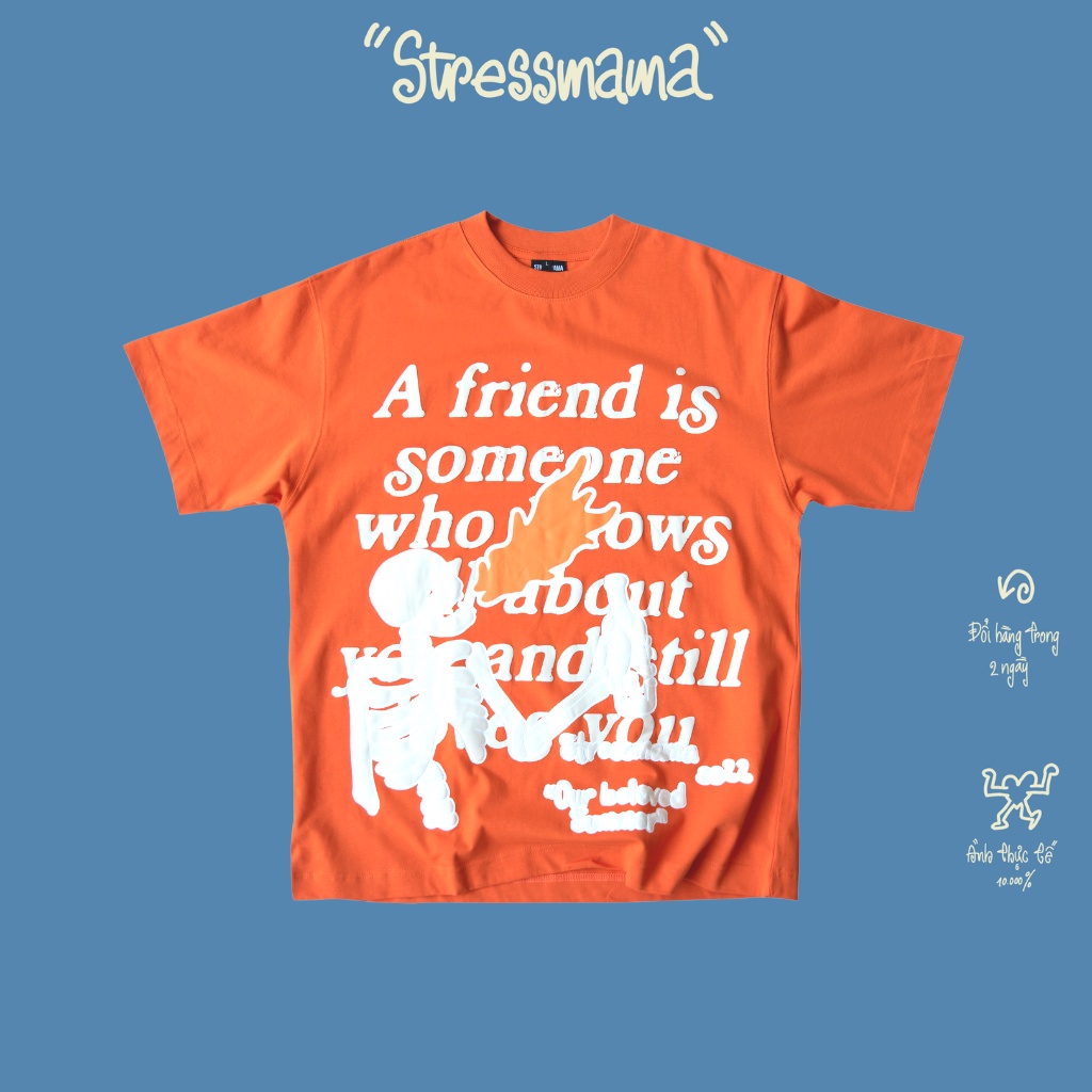 Stressmama - Áo thun OBS T-Shirt màu cam 100% Cotton 2 chiều 250GSM thoáng mát Local Brand