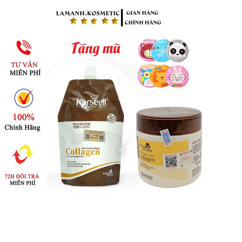 Kem ủ tóc collagen karseell maca phục hồi tóc mềm mượt hương thơm nước hoa quyến rũ, ủ lạnh, nóng, hũ – túi 500ml