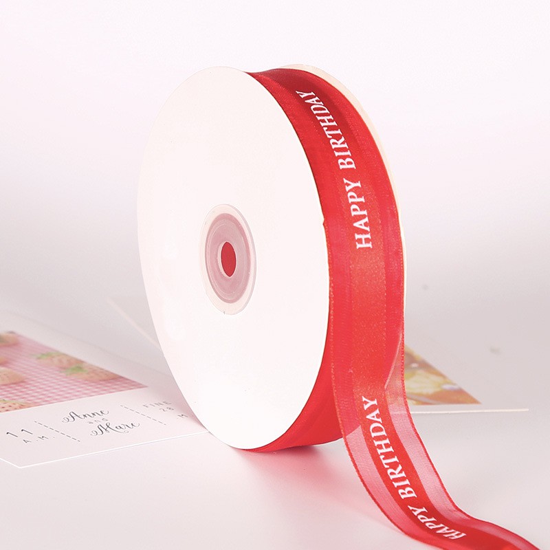 Ruy băng Happy birthday đẹp trang trí bánh kem