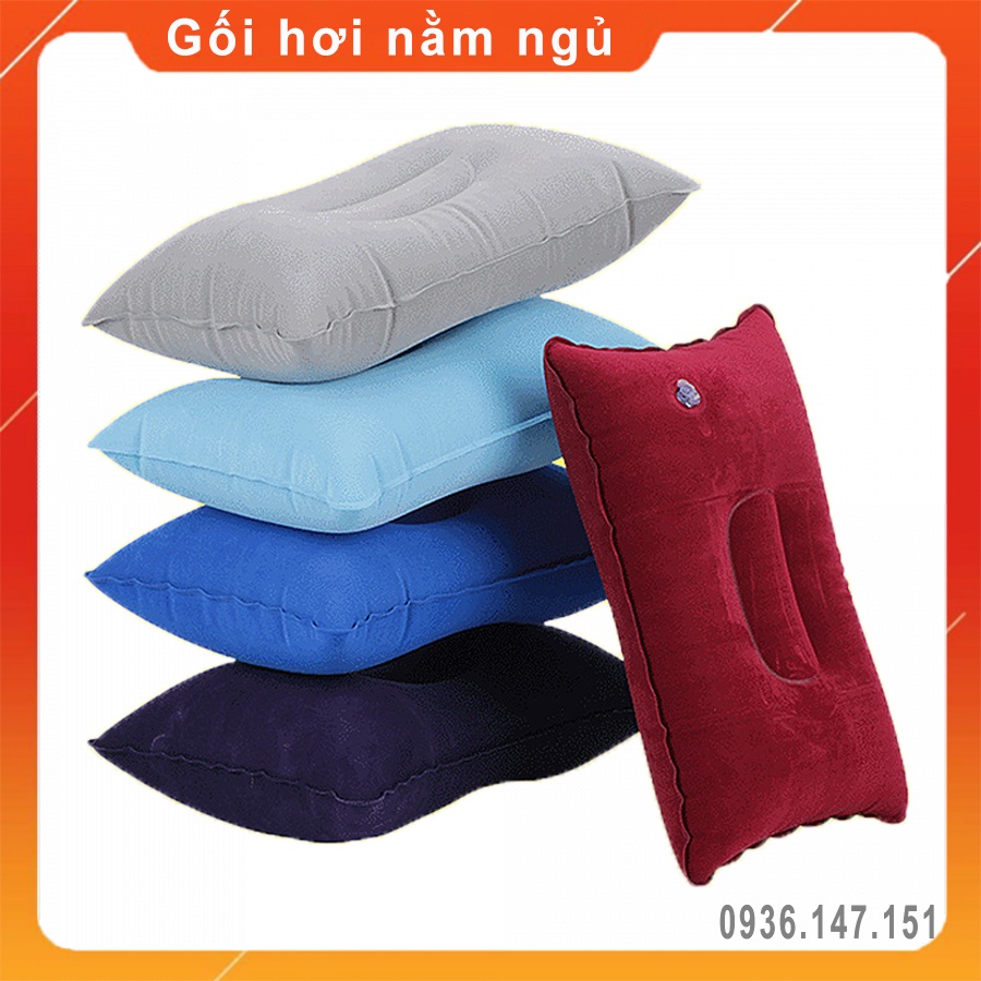 Gối hơi gấp gọn nằm ngủ văn phòng - gối hơi du lịch, cắm trại bồng bềnh êm ái vệ sinh tiện lợi