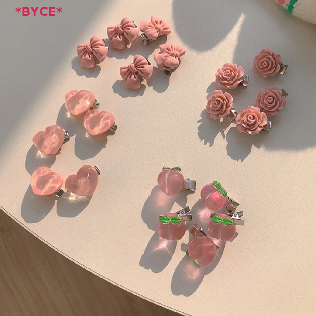 Set 5 Kẹp Tóc Trong Suốt Hình Hoa Hồng / Bươm Bướm / Hoa Hồng Ngọt Ngào Cho Nữ Mới