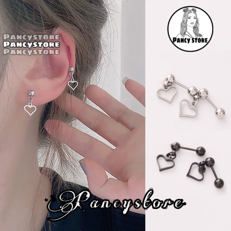 bông tai trái tim nhỏ khuyên tai titan không gỉ Unisex