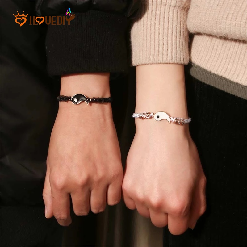 Vòng Tay Dây Bện Mặt Kim Loại Khắc Chữ Ý Nghĩa Cho Cặp Đôi