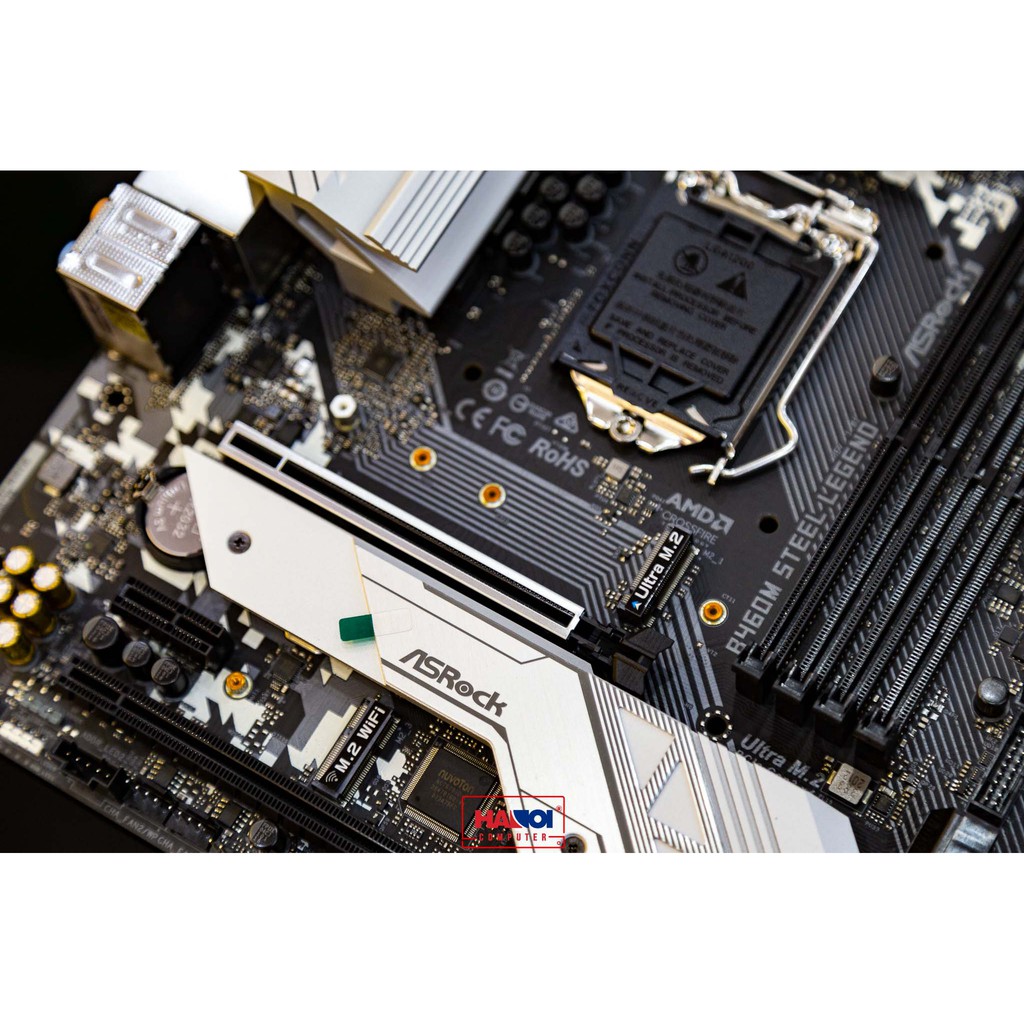 Main Asrock B460M STEEL LEGEND , 4 Khe Ram, ITX, Syn Led, NVME - Bảo hành 36Th