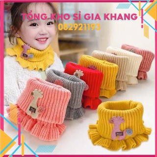 sp353 Khăn len ống quàng cổ nhún bèo đính họa tiết xinh xắn cho bé gái (Hàng chất lượng cao)