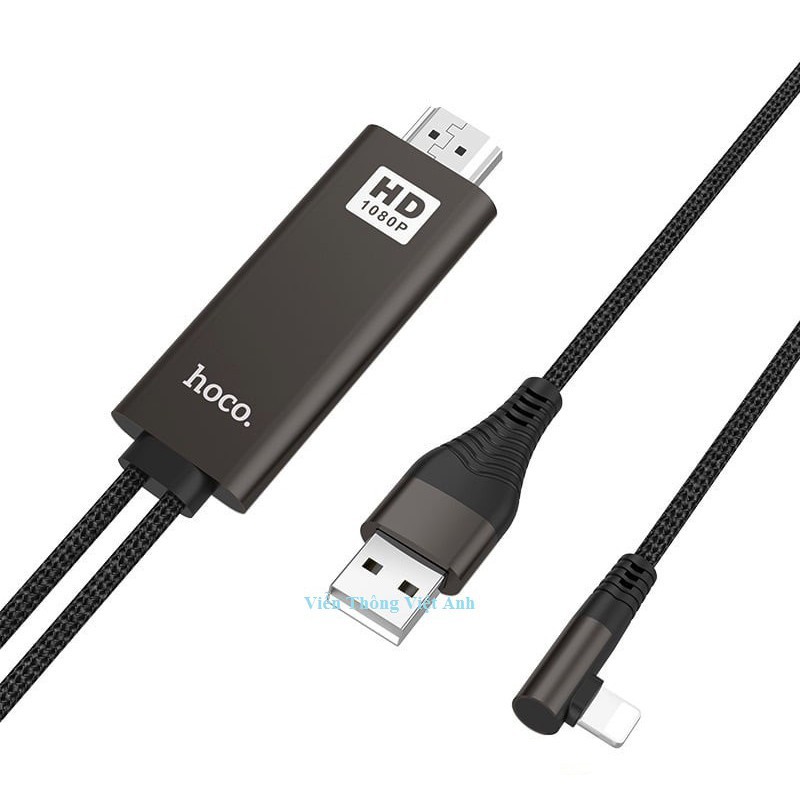 [Mã ELFLASH5 giảm 20K đơn 50K] Cáp chuyển đổi HDMI lên tivi màn hình cho Iphone/Ipad Lightning Hoco UA14