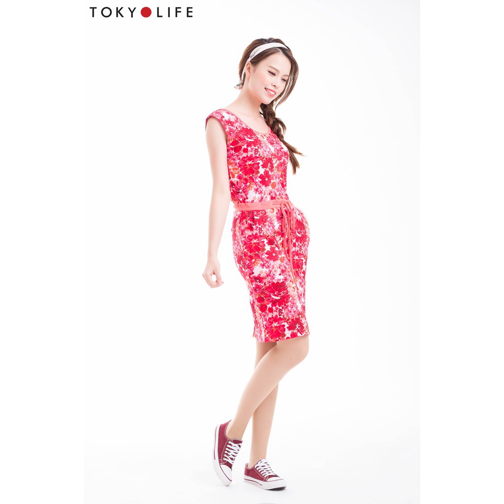 Đầm Nữ TOKYOLIFE họa tiết, rút chun bo eo dáng chữ A C991-008C | BigBuy360 - bigbuy360.vn