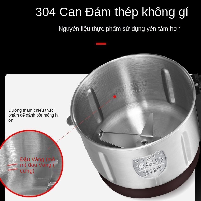 Máy xay khô inox 304 ép trái cây đa năng gia đình, bột ngũ vị sữa đậu nành, loại cốc đôi và ướt