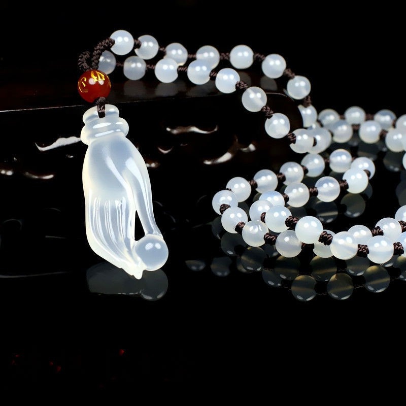 Natural Ice Seeds Chalcedony Pendant Pearl in the palm for Men and Women Pendant Necklace
