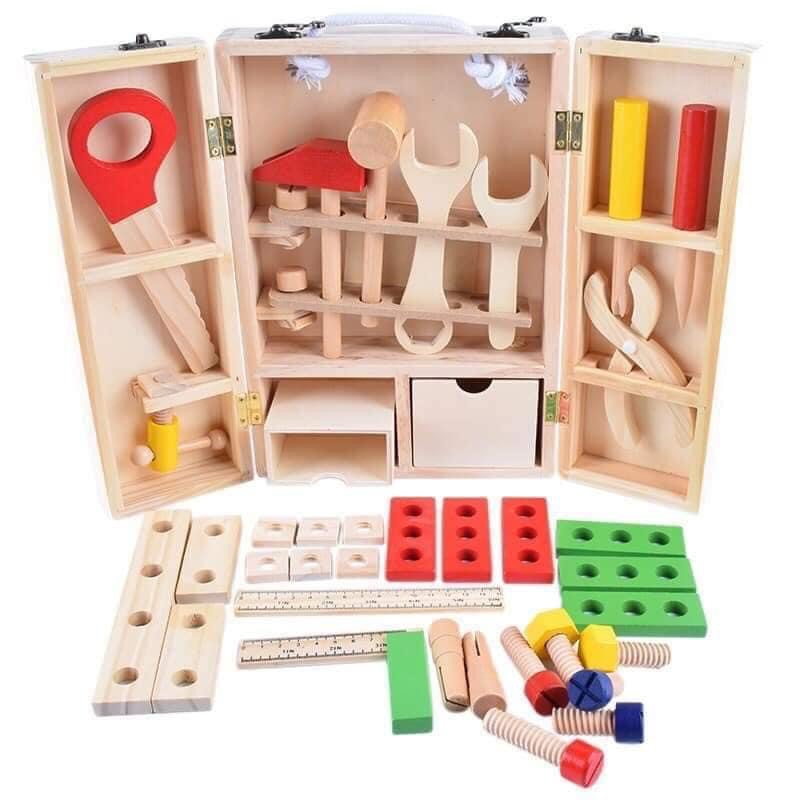 Montessori- Bộ Đồ Chơi Kỹ Thuật Vặn ốc Vít Bằng gỗ Giúp Bé Phát Triển Trí Tuệ