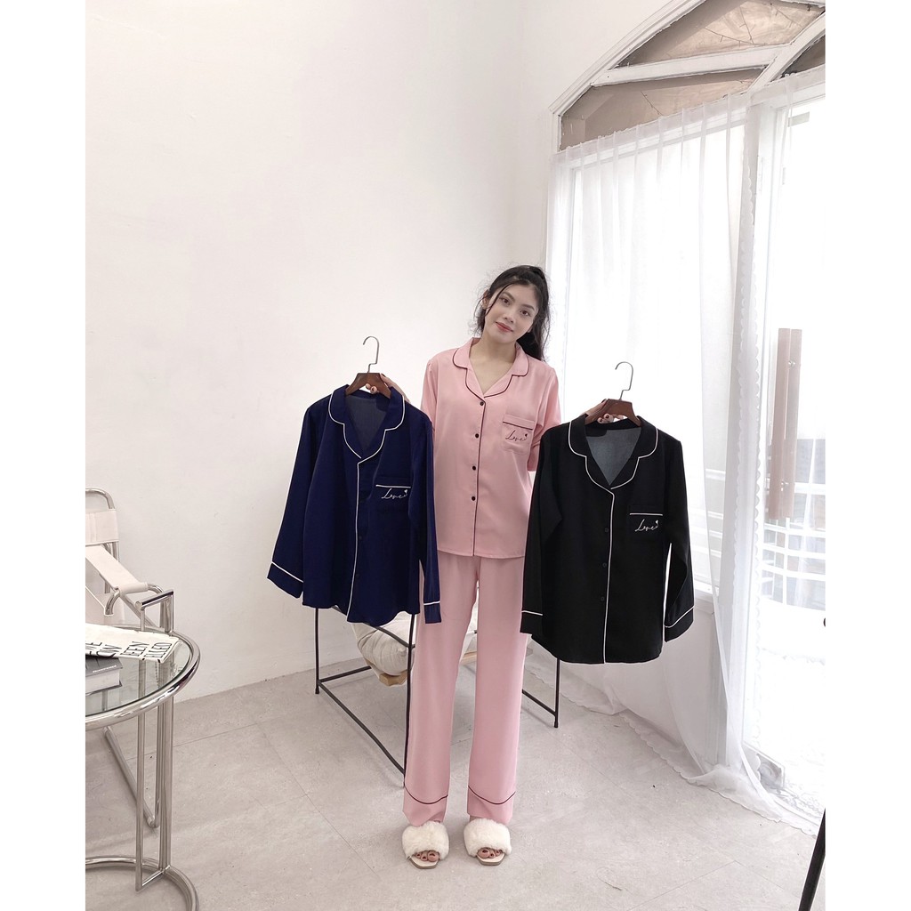 Set bộ pijama nữ dài tay vải lụa mango cao cấp ko nhăn xù bảng màu đẹp, sang trọng. | BigBuy360 - bigbuy360.vn