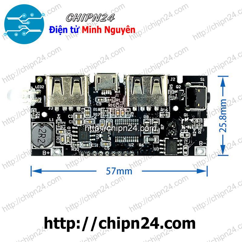 [1 pcs] Mạch sạc pin 18650 có LCD (Mạch Sạc Pin Dự Phòng 18650 V4 2 Cổng Ra, Hiển Thị LCD (Có Bảo Vệ)