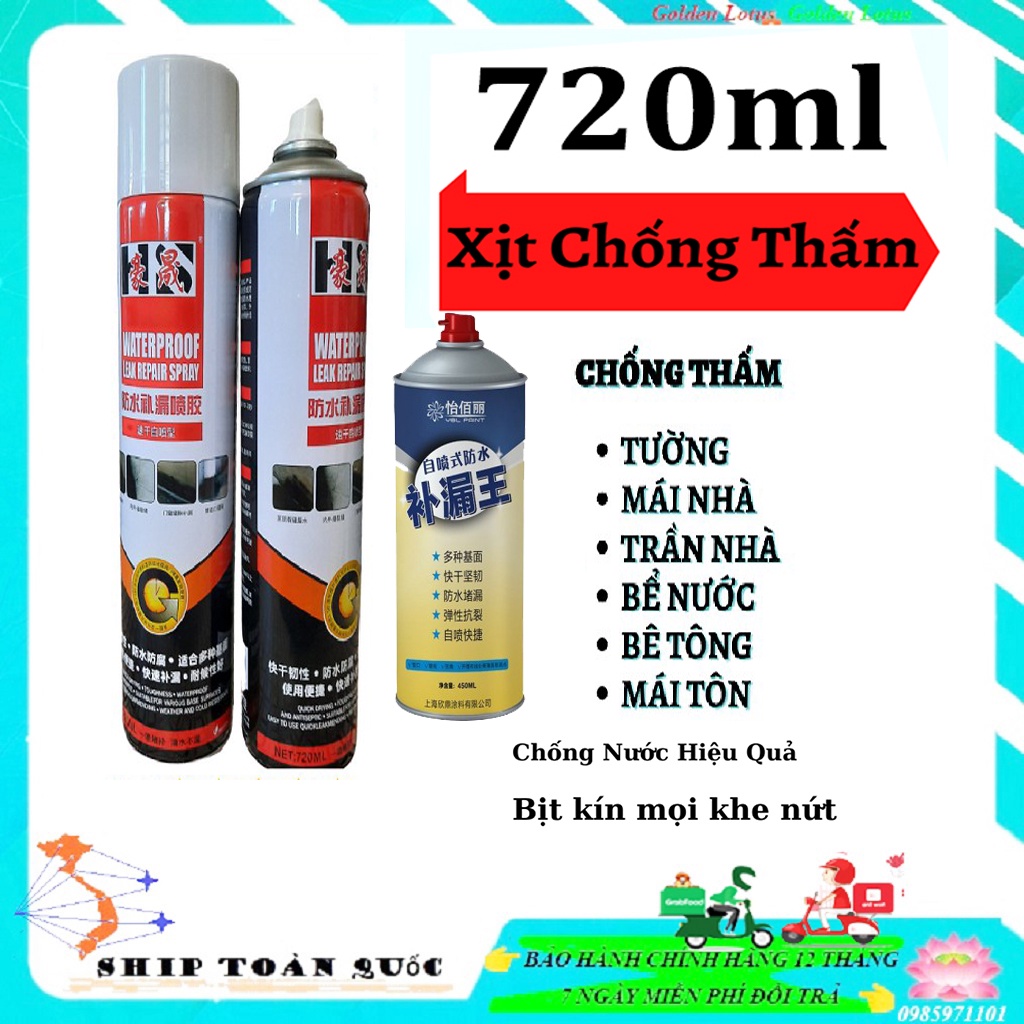Bình sơn xịt chống thấm  dột đa năng dung tích 720ml 650 ml hay 450ml Công nghệ Nhật hàng loại 1
