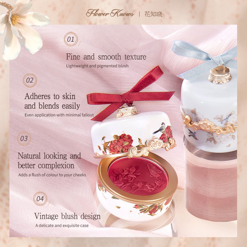 Flower Knows Flower Goddess Carving Blush Soft Shimmering Matte Powder Face Makeup 4g | BigBuy360 - bigbuy360.vn