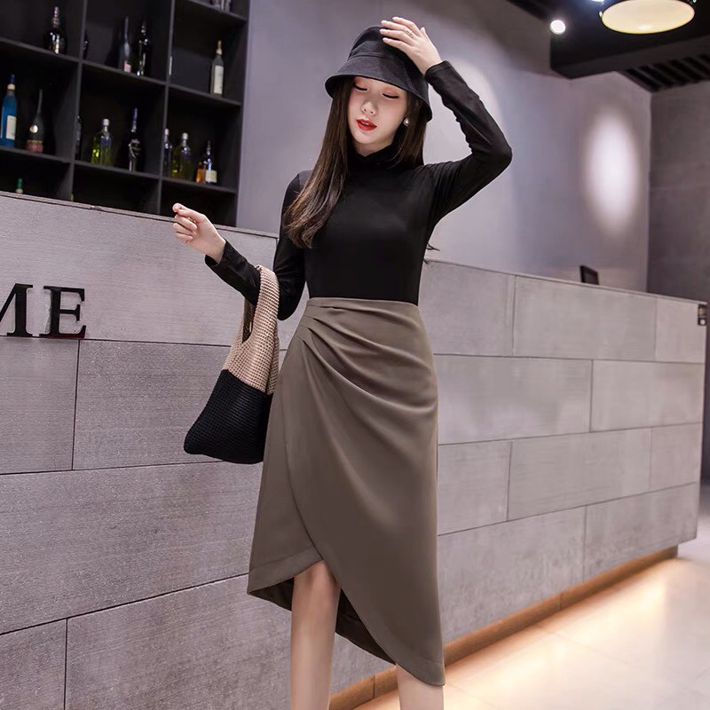 [Quà tặng là dây buộc tóc shop tặng nha] Chân váy dài công sở nhún eo dấu bụng phong cách quý phái, Chân váy midi MS10 | BigBuy360 - bigbuy360.vn