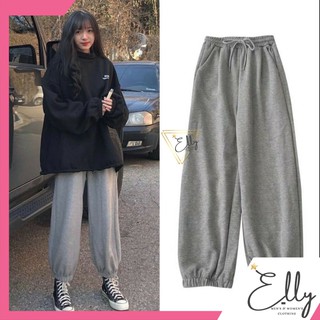 Quần jogger nữ bo gấu trơn vải thun da cá