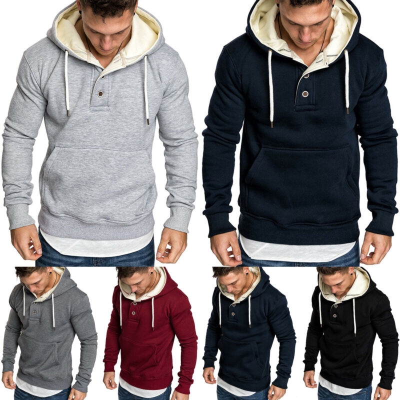 Áo Hoodies tay dài phối nút phong cách thể thao năng động cho nam | BigBuy360 - bigbuy360.vn