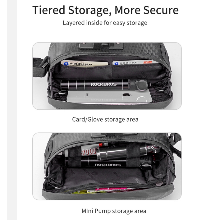 ROCKBROS1.7L Bicycle Bag Waterproof Rear Large Capatity Quick Release Seatpost Shockproof Double Zipper Rear Bag