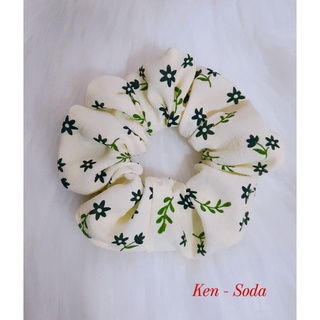 Cột tóc vải Scrunchies đũi hoa nhí M01