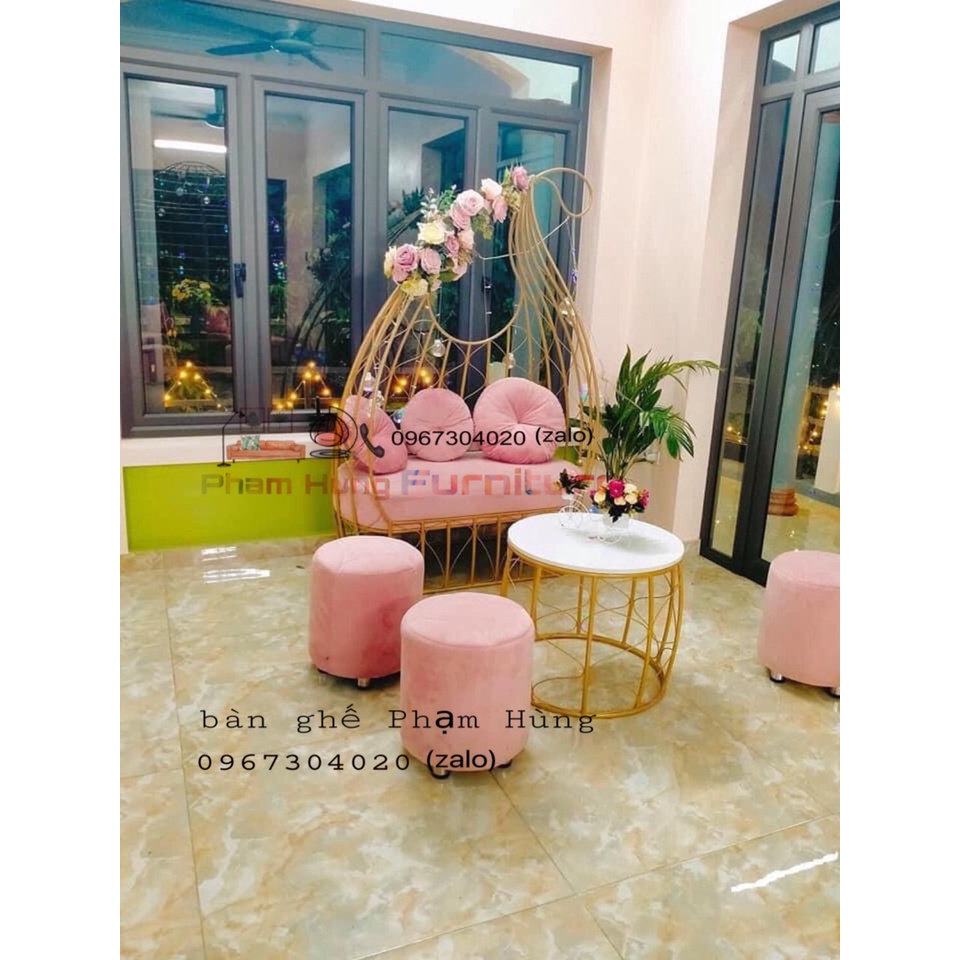 ghế decor lồng chim, decor quán cf trà sữa decor phòng khách.