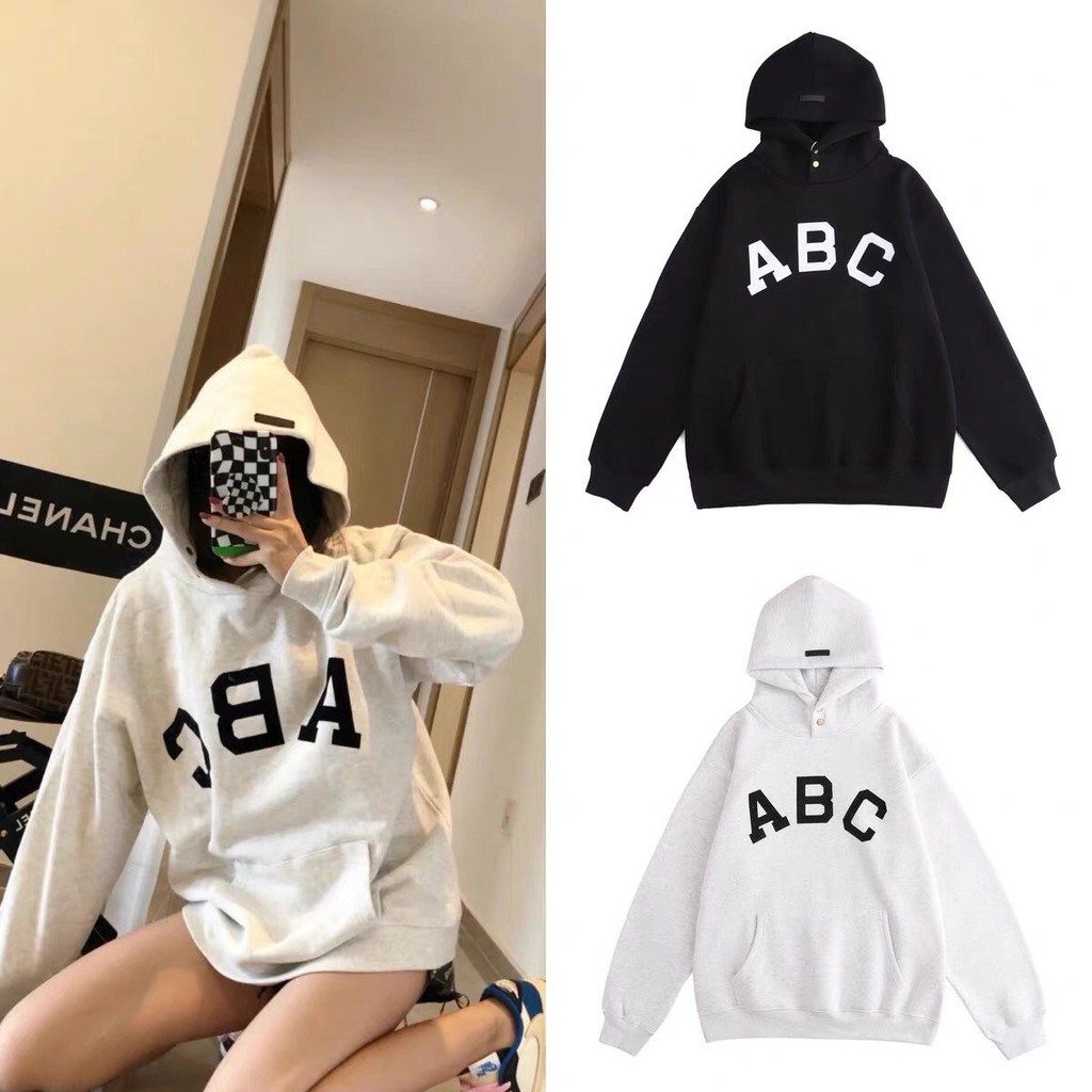 [RẺ VÔ ĐỊCH] Áo hoodies nam nữ ABC nỉ ngoại phom rộng đen trắng cổ dập cúc bấm in 2 mặt hàn quốc cá tính | BigBuy360 - bigbuy360.vn