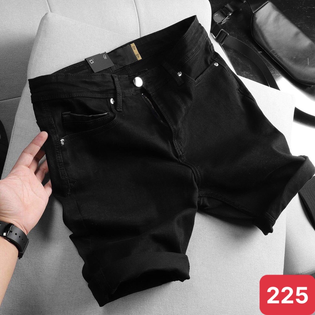 Quần đùi short jean nam màu xanh nhạt trơn không rách chất bò cao cấp co dãn 4 chiều đẹp from dáng skinny chuẩn ADO24