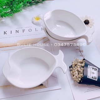 Bát sứ trái tim hình cá size lớn