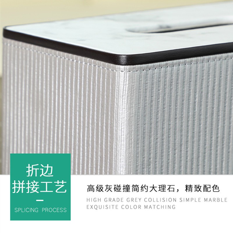 KINGFOM Hộp đựng khăn giấy bằng da pu họa tiết đá cẩm thạch sang trọng
