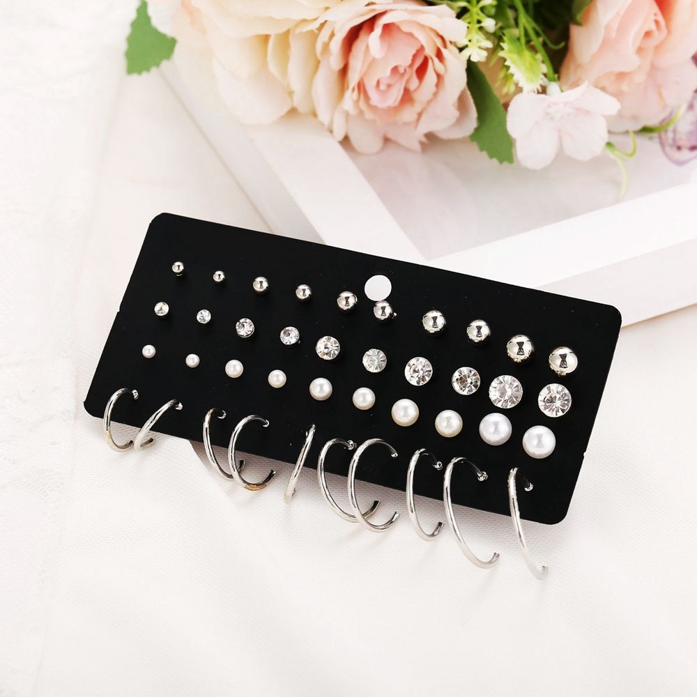 Set nhẫn và khuyên tai đính đá ngọc trai thời trang MIHAN1 cho nữ