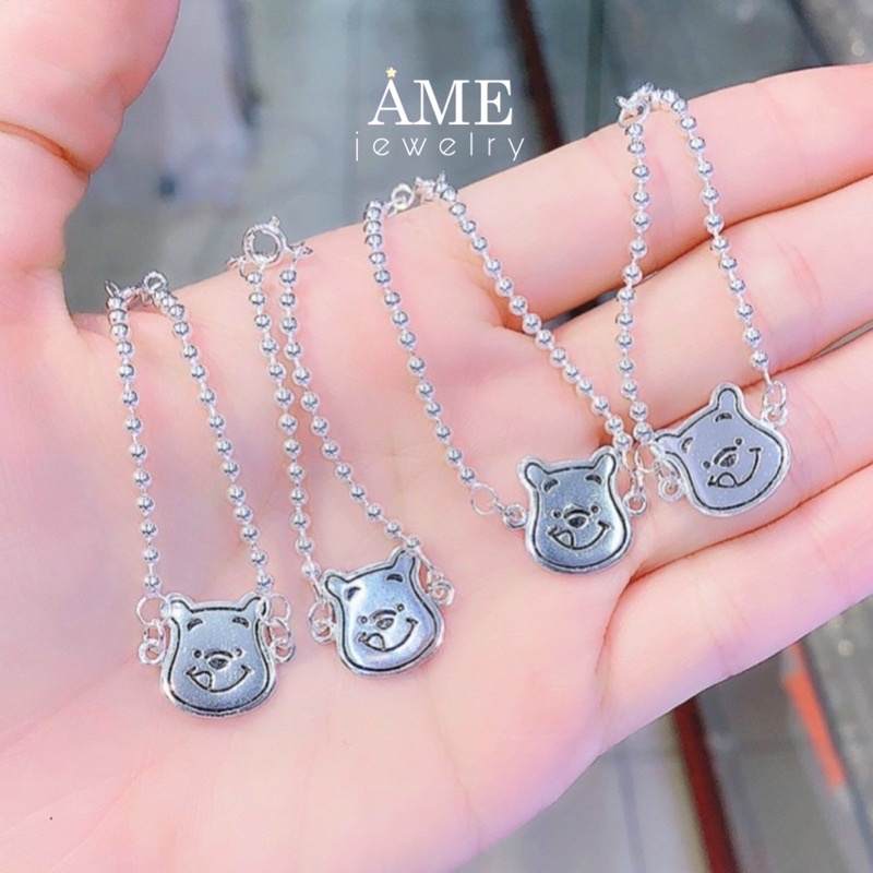 Vòng Tay cho bé Bạc Ta Hạt bi mặt hình gấu Pooh [POOH BEAR]