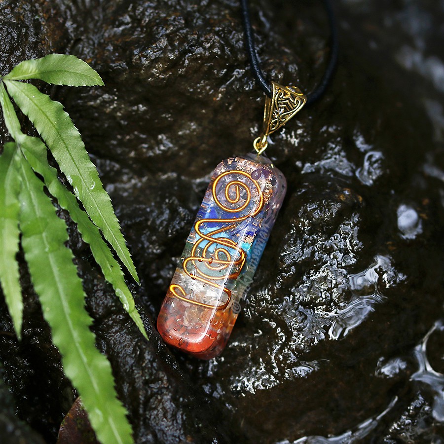 Dây đeo cổ 7 màu Chakra trị liệu cân bằng luân xa - 7 chakra healing Orgone Pendant