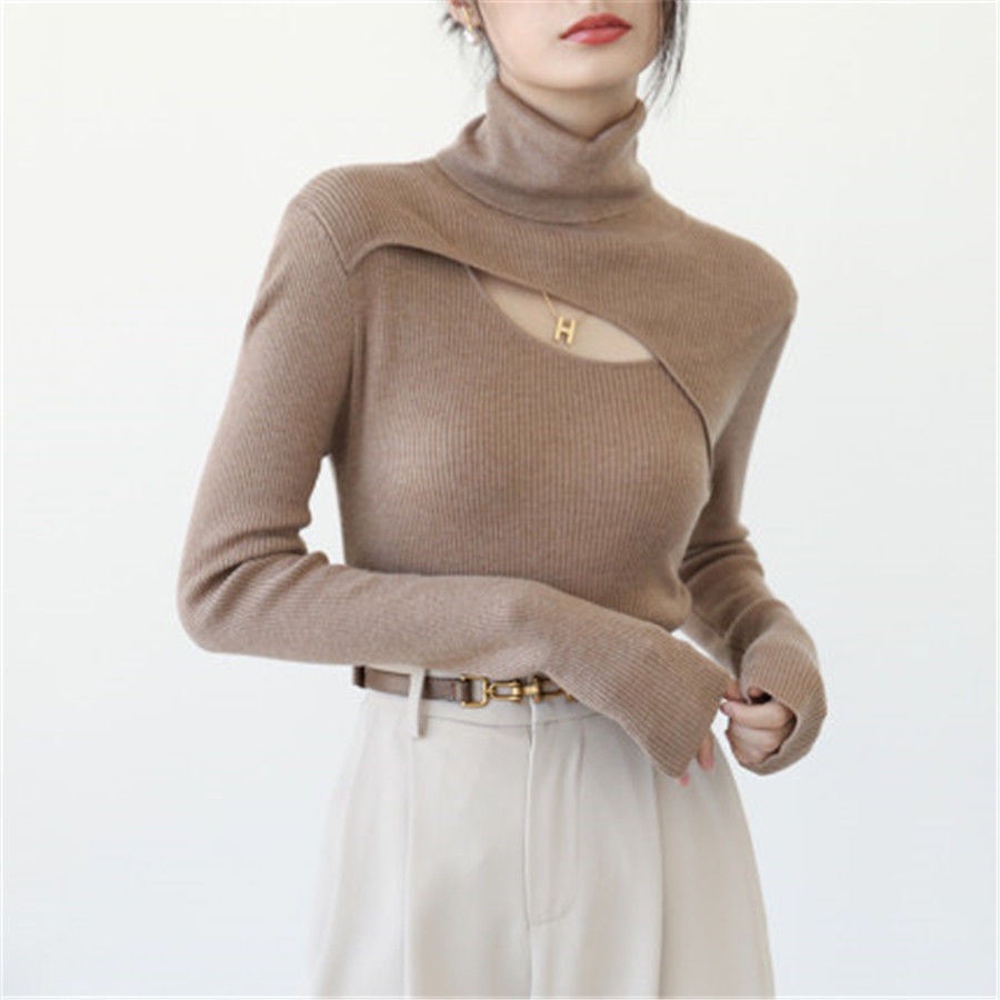 Áo len cổ cao tay dài mềm mại thời trang thu đông