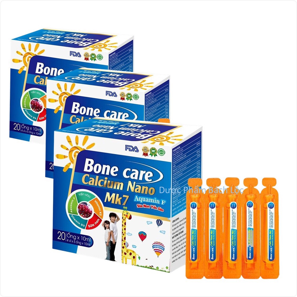 Canxi tăng chiều cao Bone Care Calcium Nano MK7 Bổ sung Sữa non, yến sào, Vitamin D3, Vitamin K2 giúp xương răng chắc